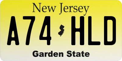 NJ license plate A74HLD