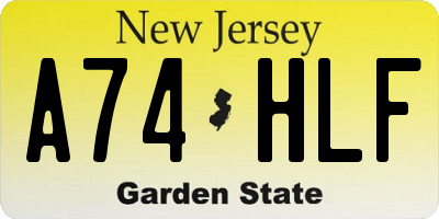 NJ license plate A74HLF