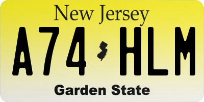 NJ license plate A74HLM