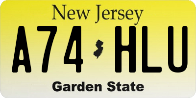 NJ license plate A74HLU