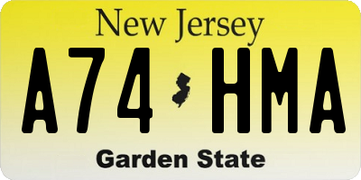NJ license plate A74HMA