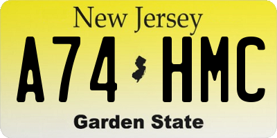 NJ license plate A74HMC