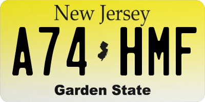 NJ license plate A74HMF