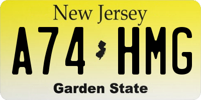 NJ license plate A74HMG