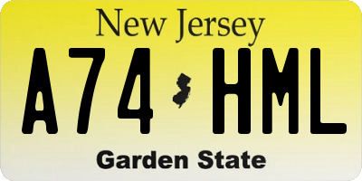NJ license plate A74HML