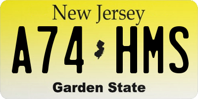 NJ license plate A74HMS