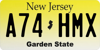 NJ license plate A74HMX