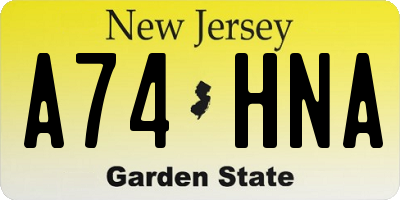 NJ license plate A74HNA
