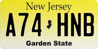 NJ license plate A74HNB