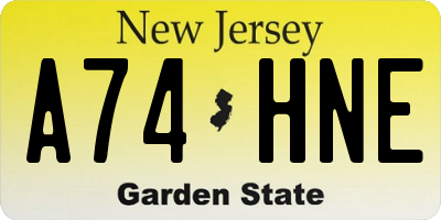 NJ license plate A74HNE