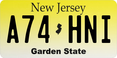 NJ license plate A74HNI