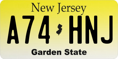 NJ license plate A74HNJ