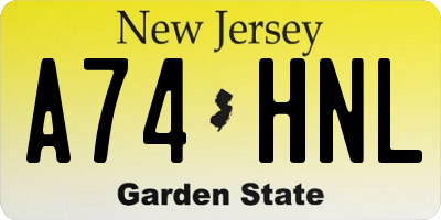 NJ license plate A74HNL