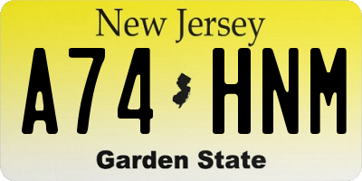 NJ license plate A74HNM