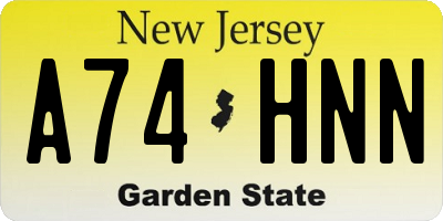 NJ license plate A74HNN