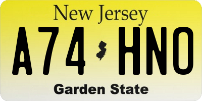 NJ license plate A74HNO