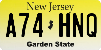NJ license plate A74HNQ