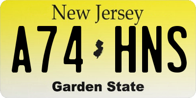 NJ license plate A74HNS