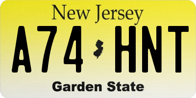 NJ license plate A74HNT