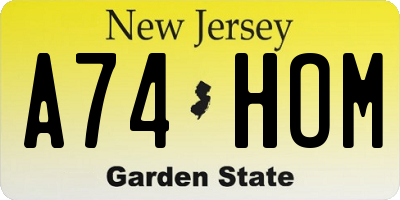 NJ license plate A74HOM