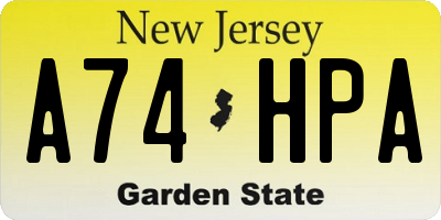 NJ license plate A74HPA