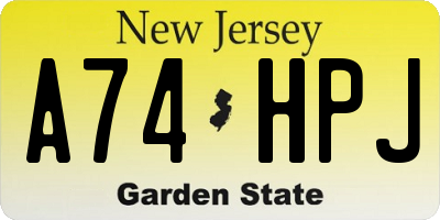 NJ license plate A74HPJ