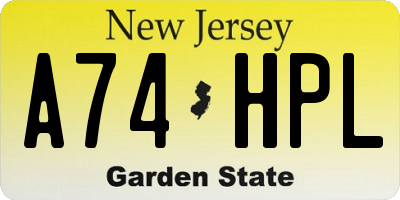 NJ license plate A74HPL