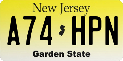 NJ license plate A74HPN
