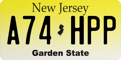 NJ license plate A74HPP