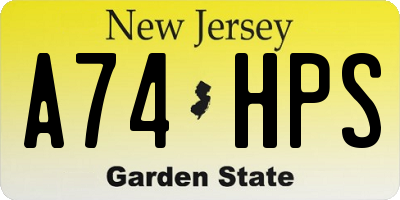 NJ license plate A74HPS