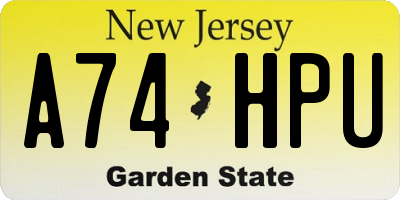 NJ license plate A74HPU