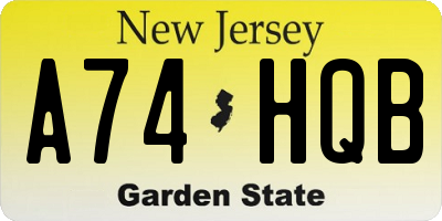 NJ license plate A74HQB