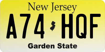 NJ license plate A74HQF