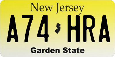NJ license plate A74HRA