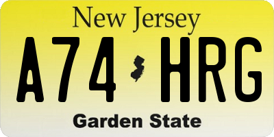 NJ license plate A74HRG