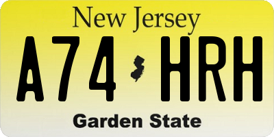 NJ license plate A74HRH