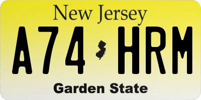 NJ license plate A74HRM