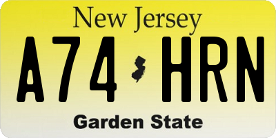 NJ license plate A74HRN