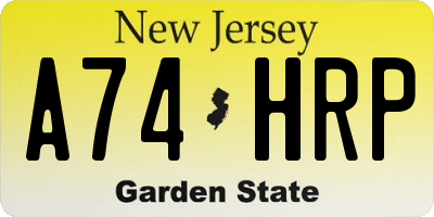 NJ license plate A74HRP
