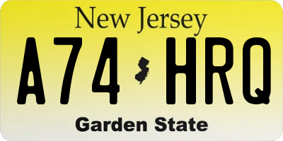 NJ license plate A74HRQ
