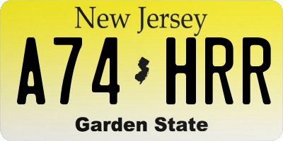 NJ license plate A74HRR
