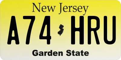 NJ license plate A74HRU