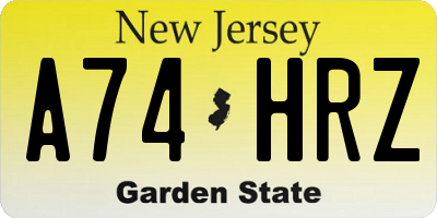 NJ license plate A74HRZ