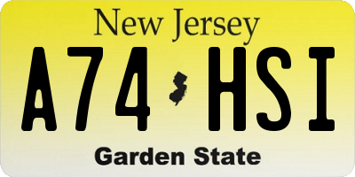 NJ license plate A74HSI