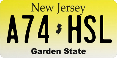 NJ license plate A74HSL