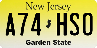 NJ license plate A74HSO