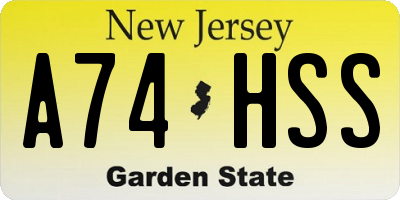 NJ license plate A74HSS