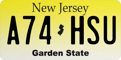 NJ license plate A74HSU