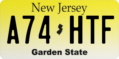 NJ license plate A74HTF