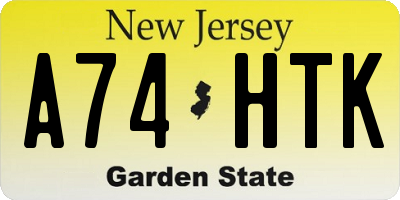 NJ license plate A74HTK